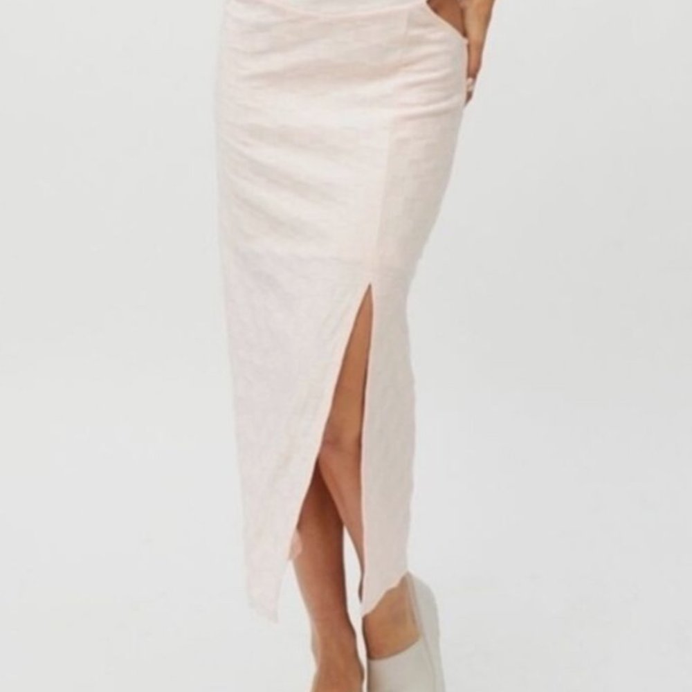 NWOT Urban Outfitters Delia V Strap Cut Out Midi Skirt Pink Medium